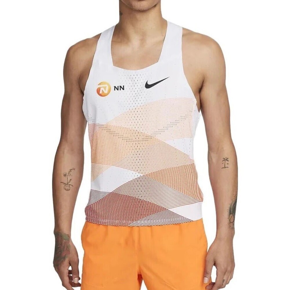 Size XL Nike AeroSwift NN Pro Elite Singlet Men's White Orange DV7714-100